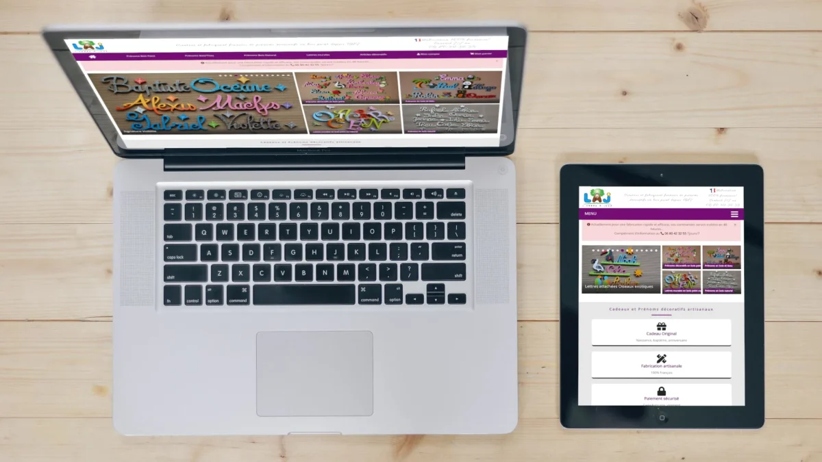 Vente de prénoms en bois, artisan Français